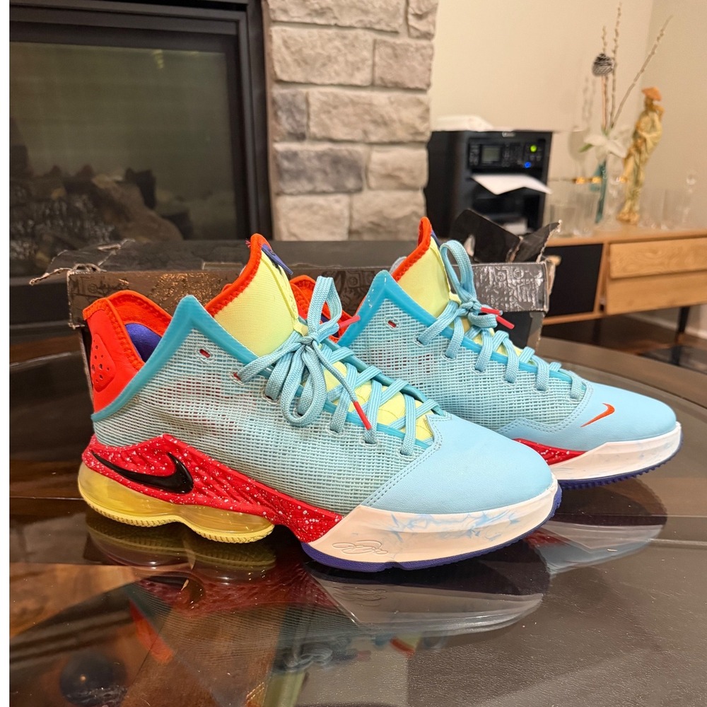 Nike LeBron 19 Low Blue Chill Dutch Blue Crimson Bliss Mens Sneakers 11.5